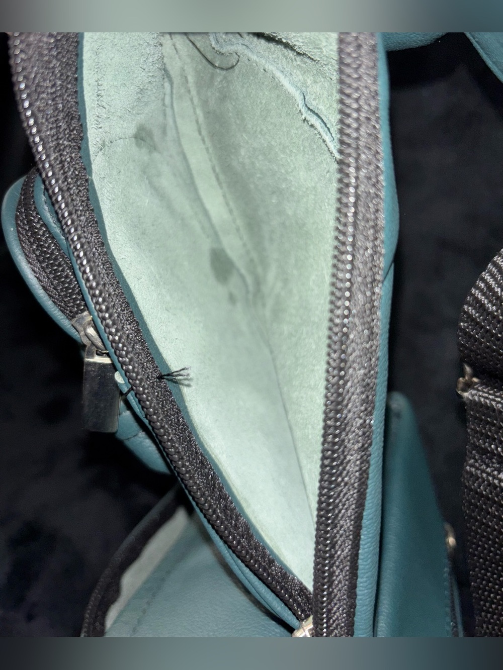 Genuine Leather Teal Crossbody Chest Sling Bag Made in Mexico - Picture 13 of 16